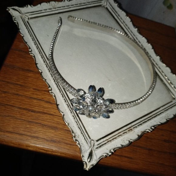 Rhinestone & Blue Irridescent Fire Crystal Headband - Picture 1 of 3